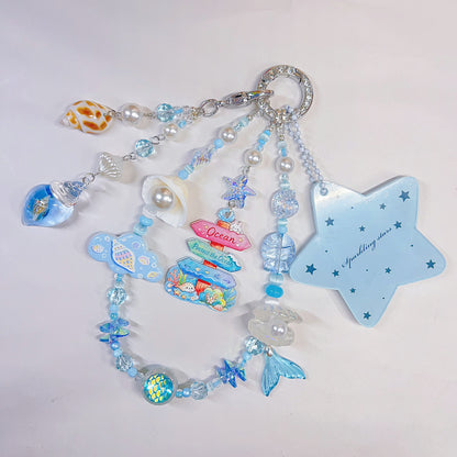 【BZ 1118】スーパー海洋ー高品質人魚姫樹脂ビーズ&アクリルビーズ&貝殻（穴あり）&ガラスビーズ&希土晶晶&ヒートン付チャーム（一部夜光）&レリーフ加工ビーズ　綺麗　大人系ーNEW