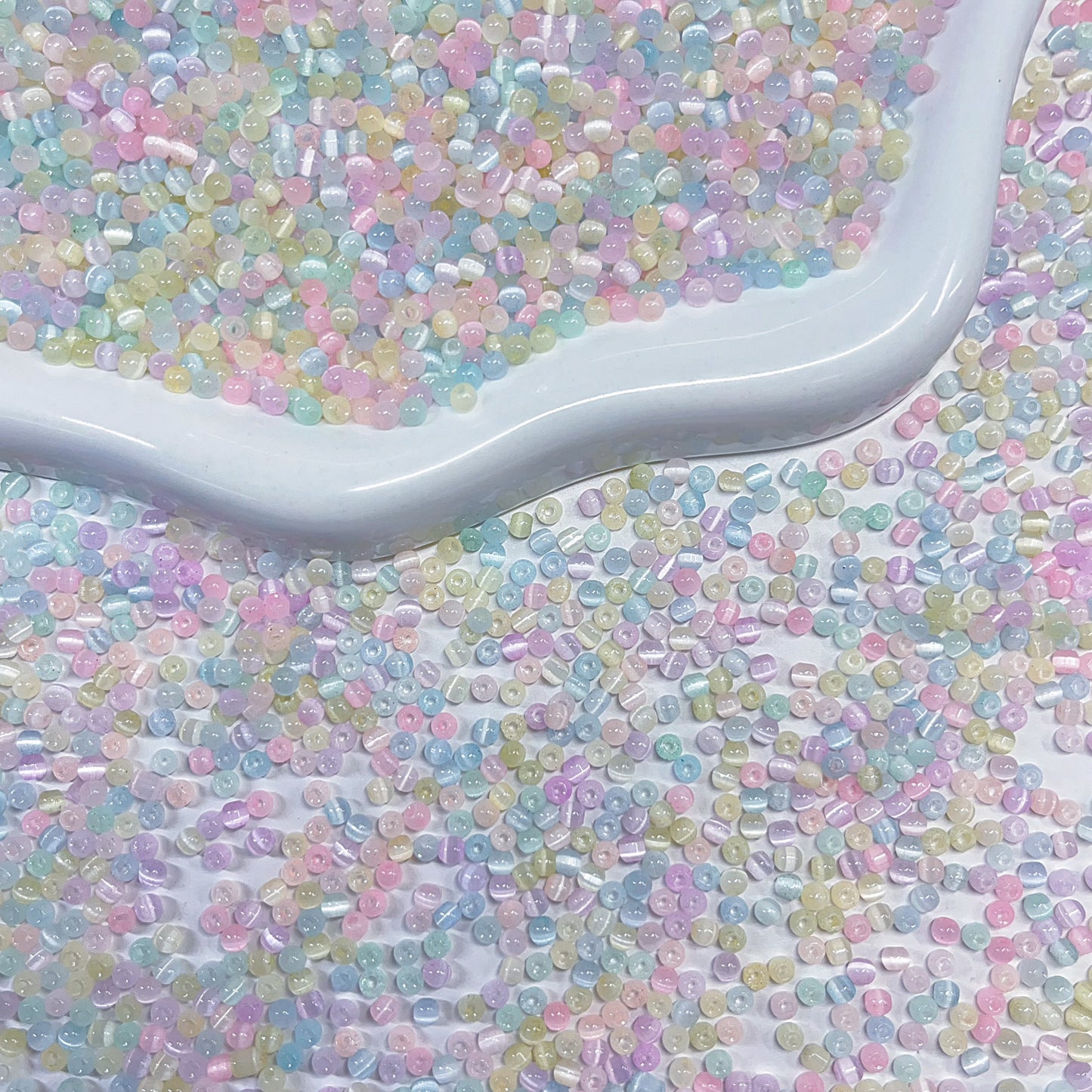 【BZ 1121】ミニキャッツアイー高品質キャツアイビーズ　ちゅるんちゅる　綺麗な光沢　パステルカラー　３ｍｍーNEW