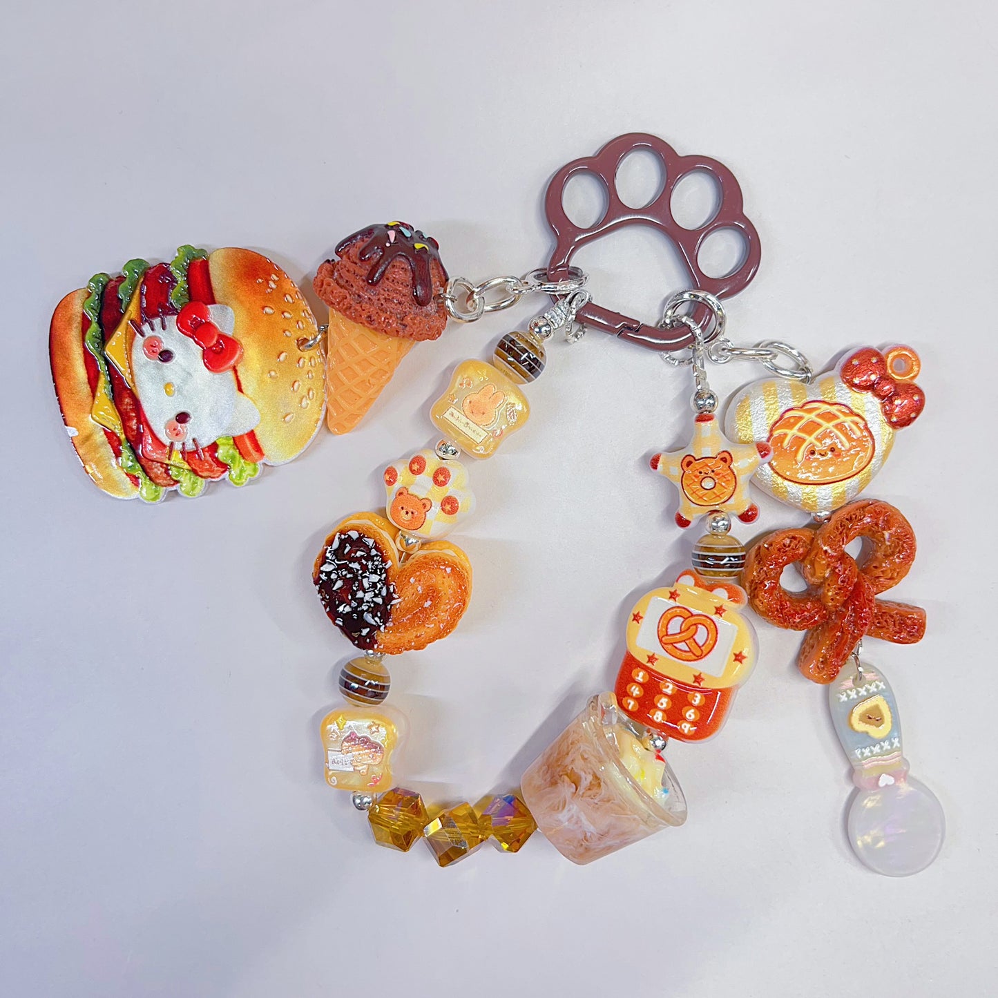 【BZ 1123】おしゃれな朝食ー高品質アクリルビーズ&分厚いレリーフ加工ビーズ&立体デコパビーズ&ヒートン付チャーム　豊かなデザインーNEW