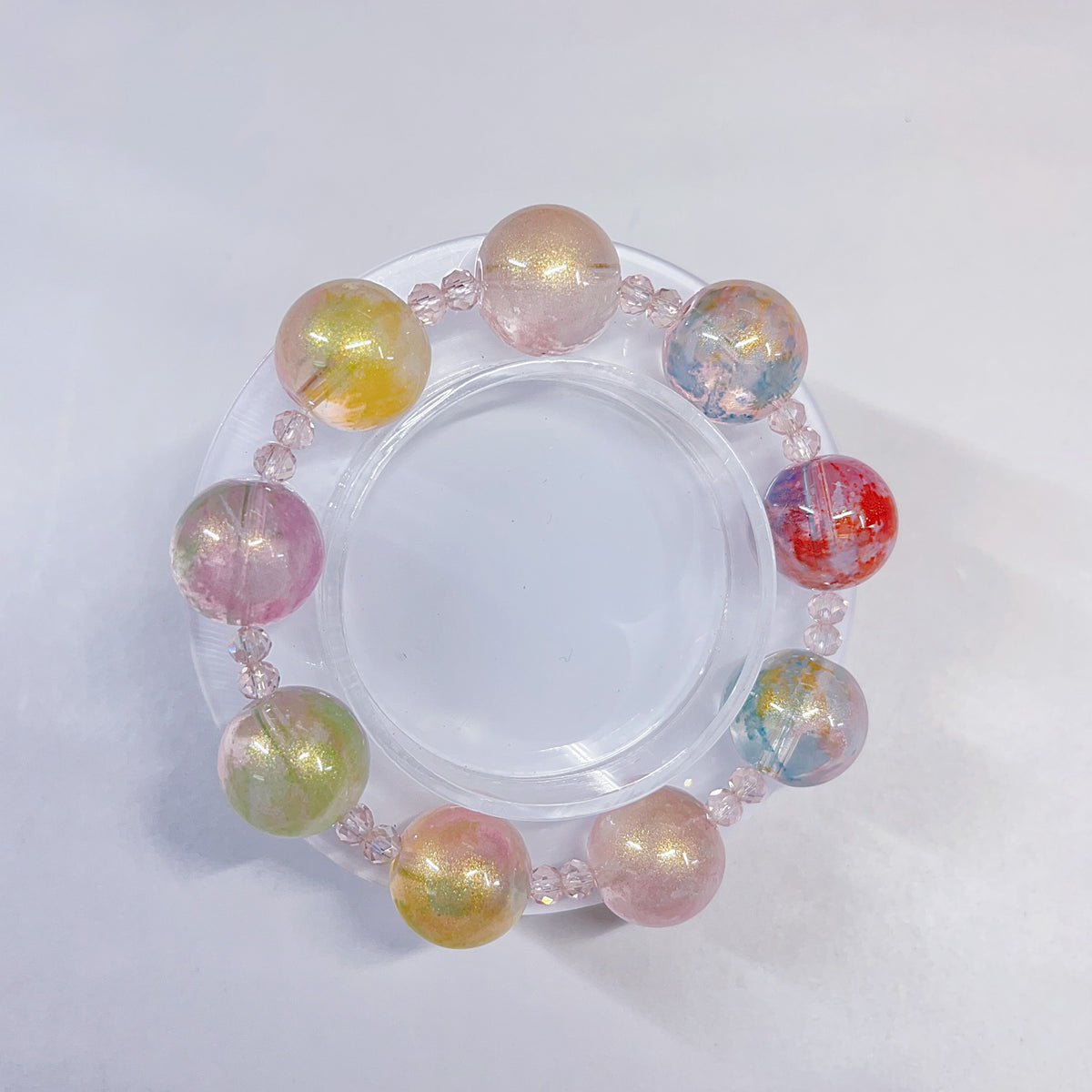 【BZ 1131】モネの庭ー高品質樹脂ビーズ　モネ風水彩画デザイン　ちゅるんちゅるん　16mm　大人系ーNEW