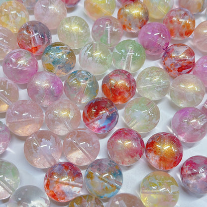 【BZ 1131】モネの庭ー高品質樹脂ビーズ　モネ風水彩画デザイン　ちゅるんちゅるん　16mm　大人系ーNEW