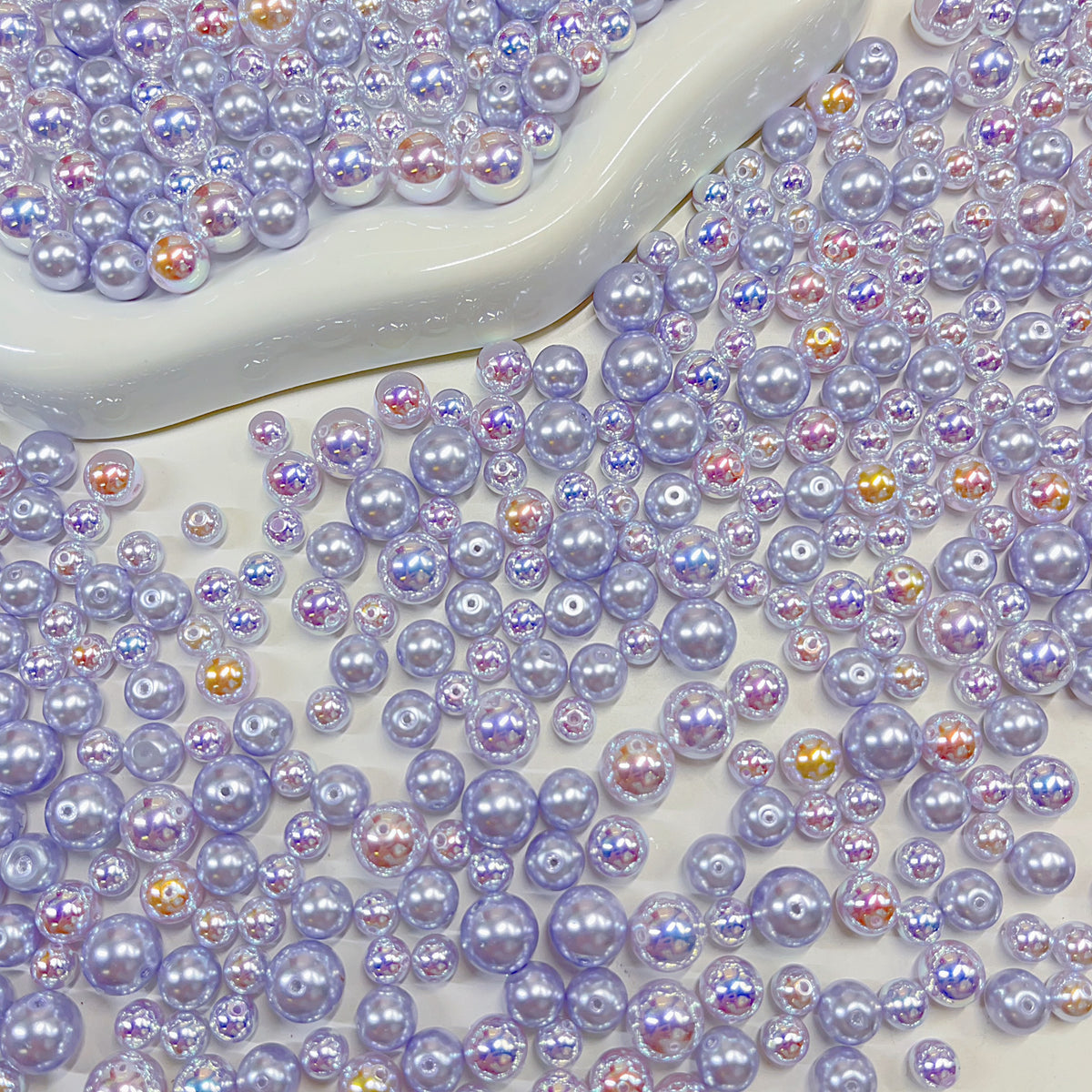 【BZ 1166】ラベンダーオーロラーAK天女パールビーズ&スワロフスキー風パールビーズ　6ｍｍ/8ｍｍ/10ｍｍ　綺麗　大人系ーNEW
